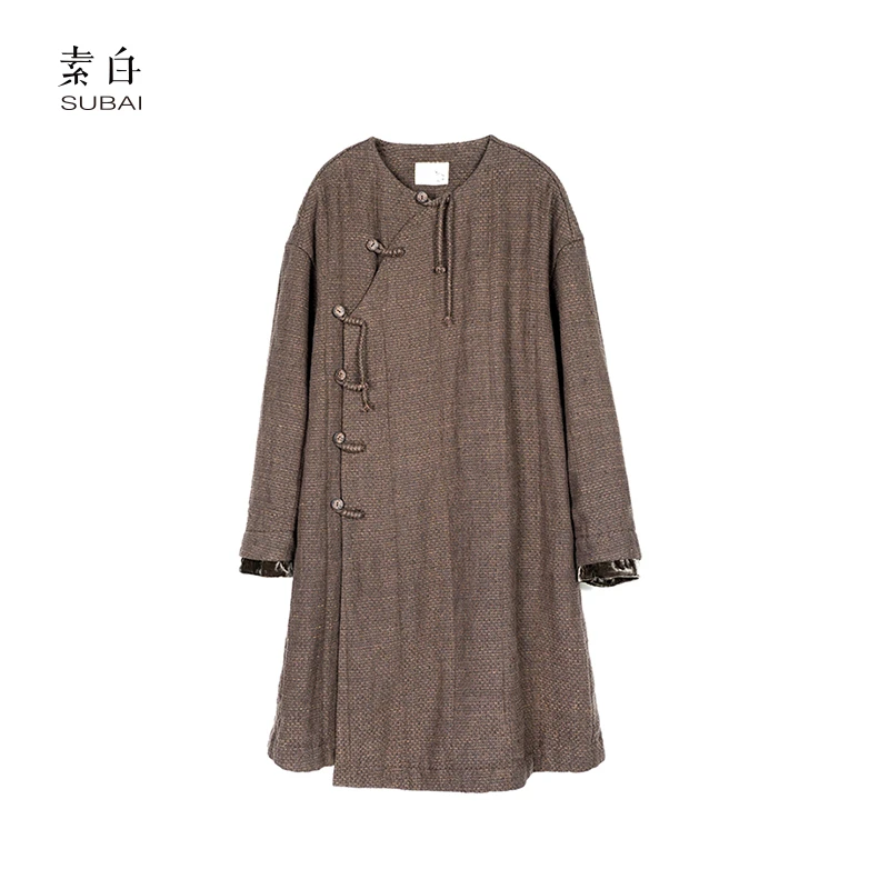 素白【祥云】亚麻斜襟中式棉服SB2410CP00490