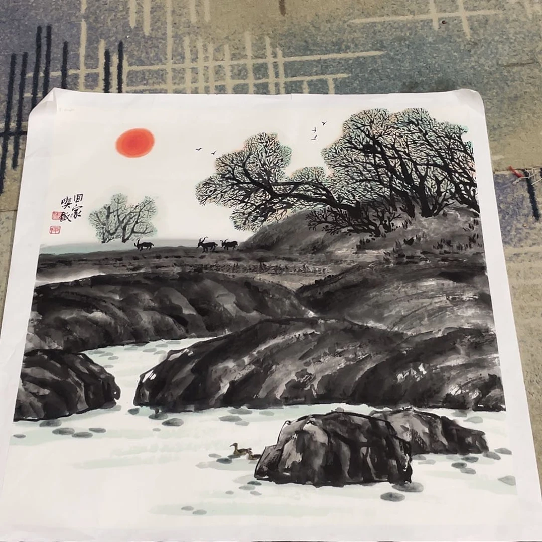 国画绘画作品老师斗方33333