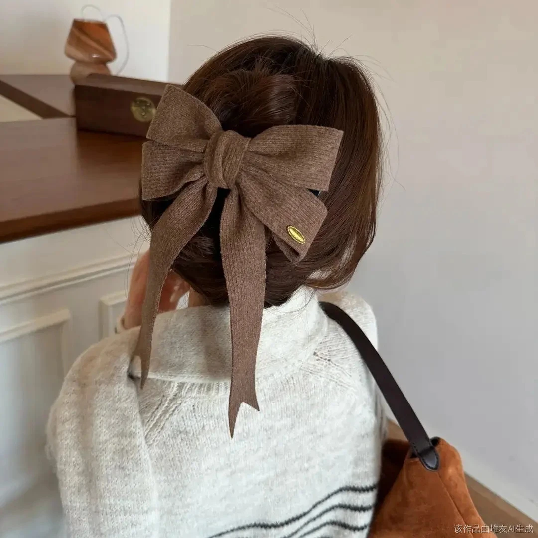 韩系针织鸭嘴夹少女心一字发夹后脑勺盘发抓夹大号发卡头饰头花