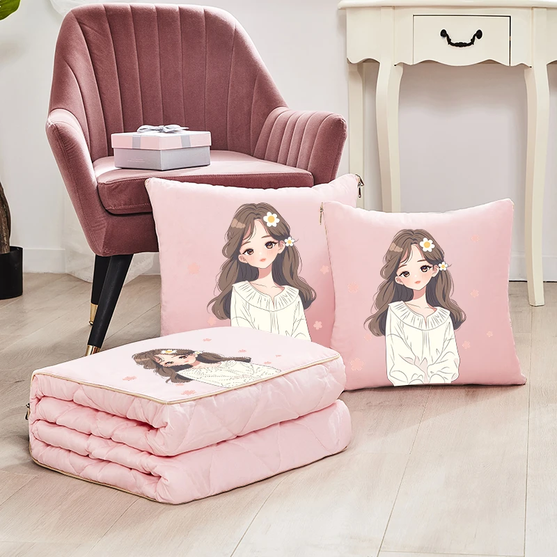 抱枕被子两用办公室午睡毯子二合一空调被车载可爱靠枕可定制图案