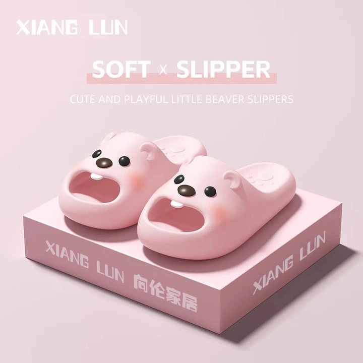 女生ins风学生拖鞋小海狸拖鞋女夏季少女2025款女款凉拖厚底外穿