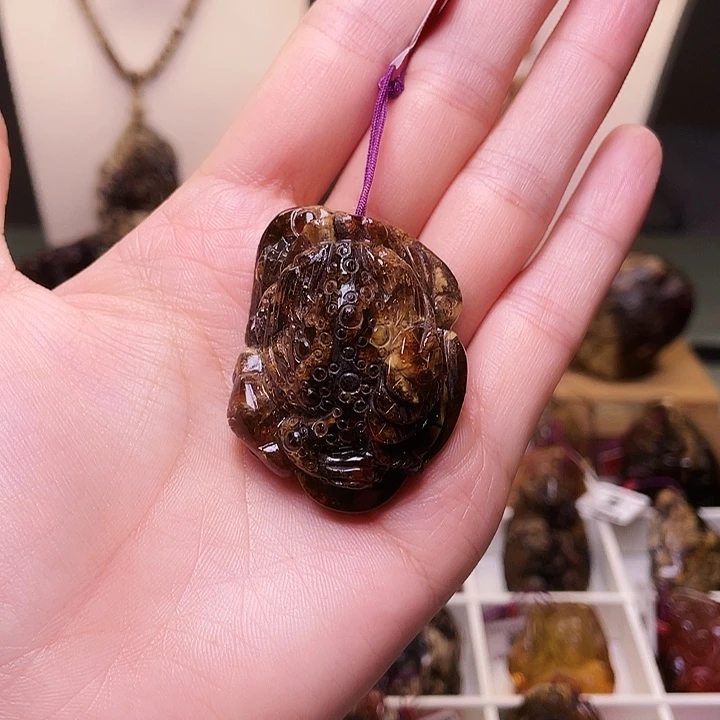 琥珀未镶嵌裸石抚顺琥珀花珀金蝉46