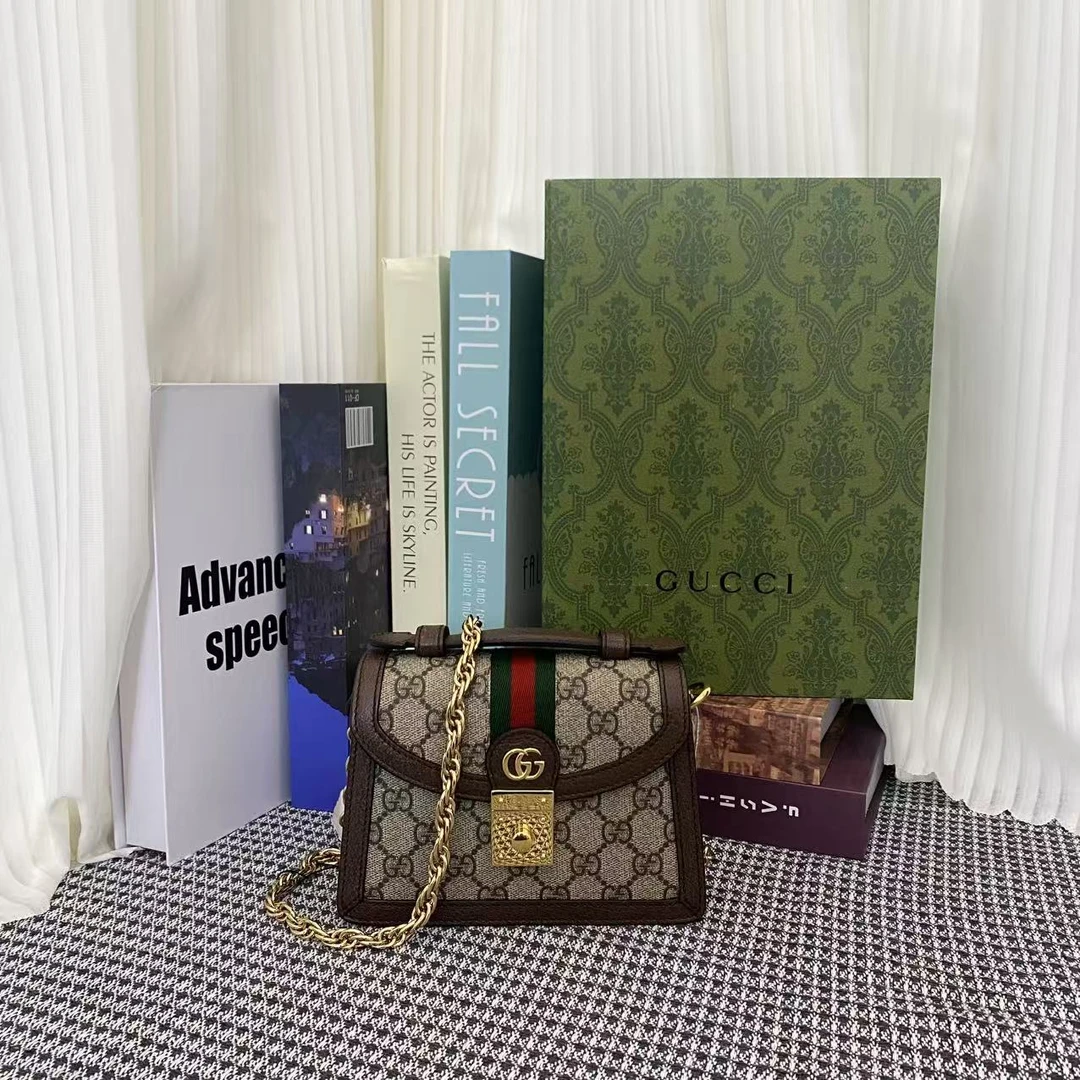 99新 GUCCI/古驰 二手奢侈品金典老花链条包mini斜挎包单肩包