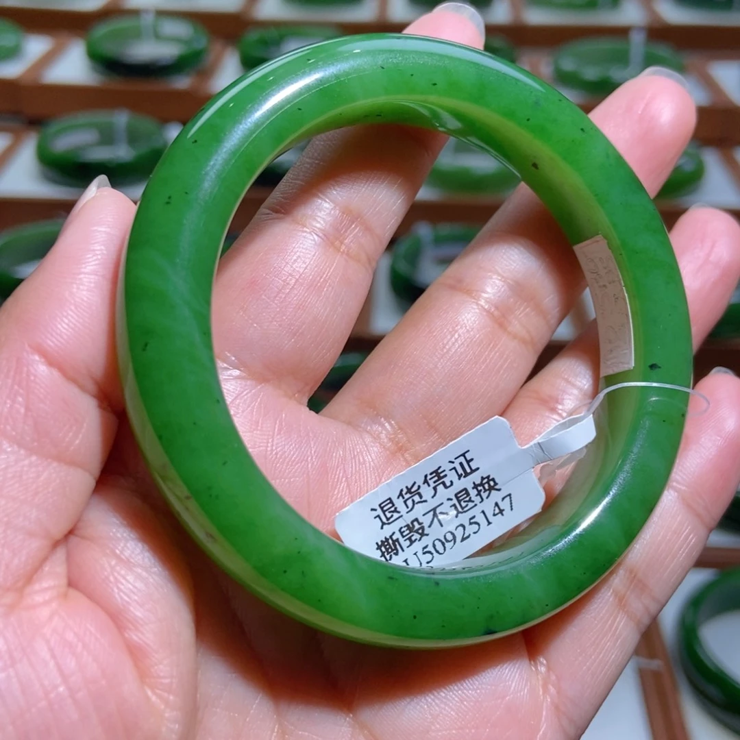 和田玉（碧玉）未镶嵌手镯苹果绿5657