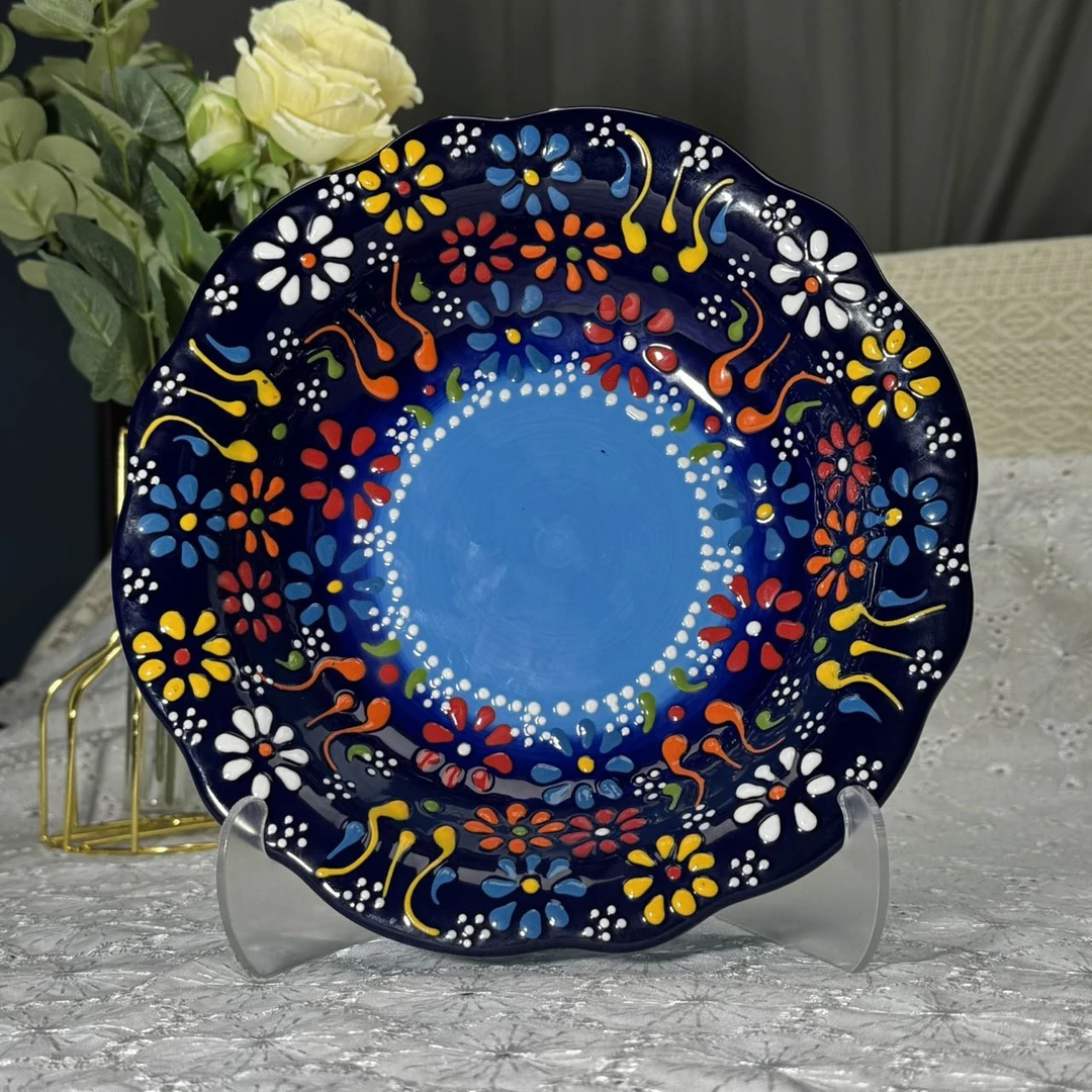 新疆包邮【海洋之谜】装防烫耐磨加厚手绘8.5英寸草帽盘