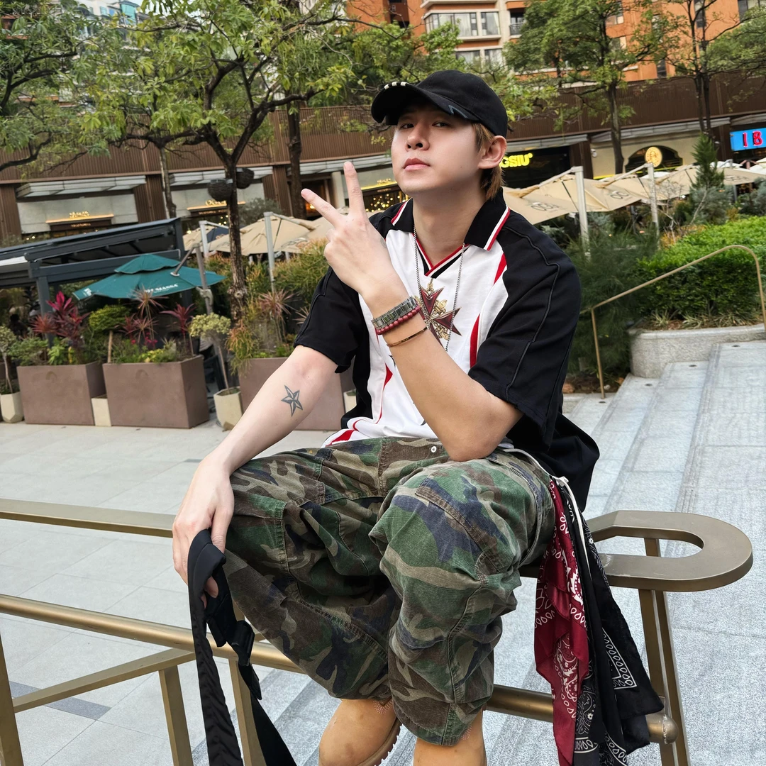 A【拼色POLO】高版本棉感短袖T恤男士美式休闲运动街头球衣男女