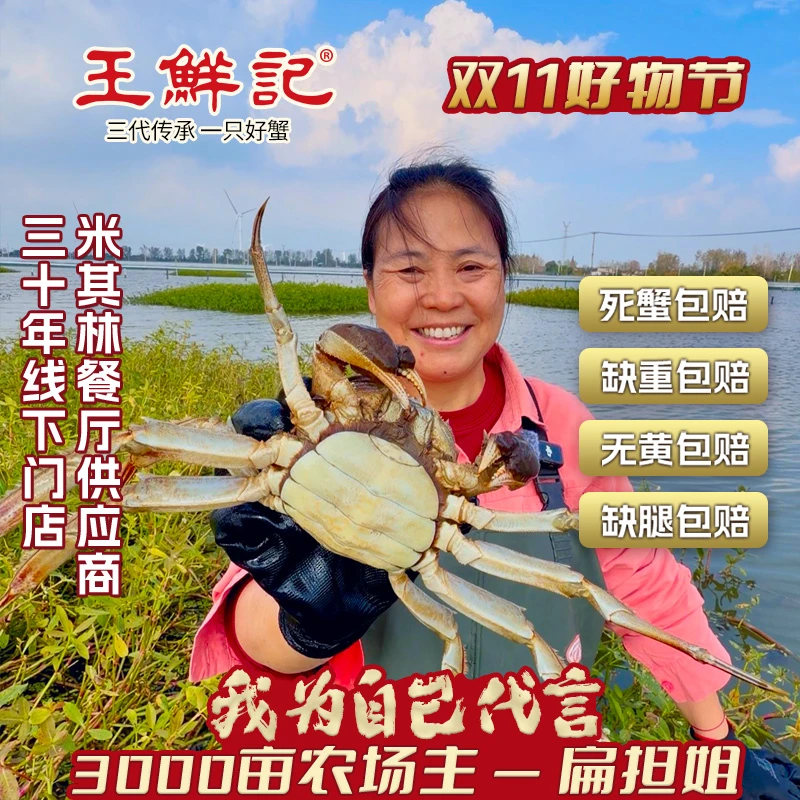 【活蟹赏味】公蟹3.5两+母蟹3两*3对/送1对到手4对扁担姐大闸蟹