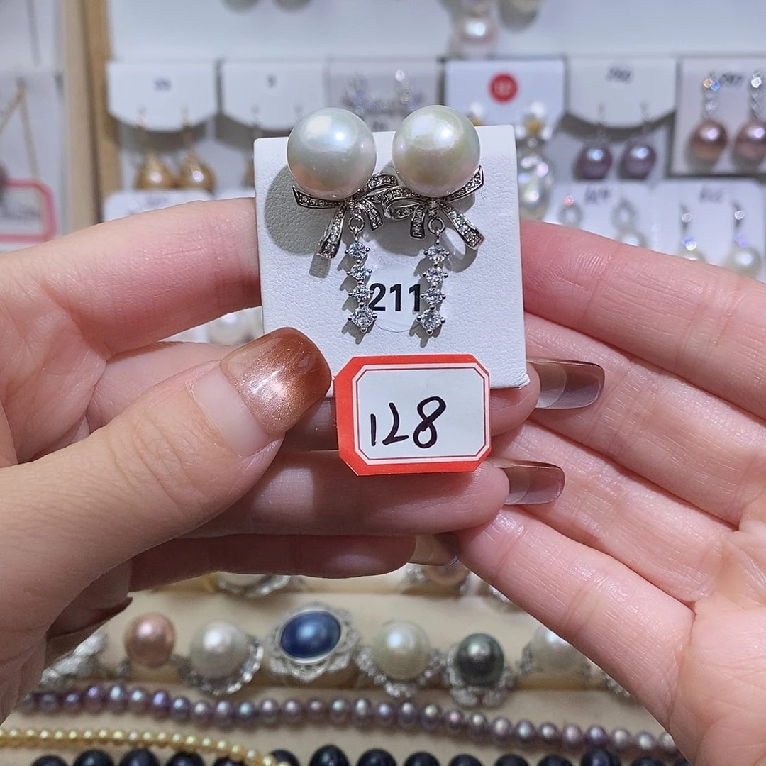 银S925镶嵌耳饰淡水珍珠w12.2