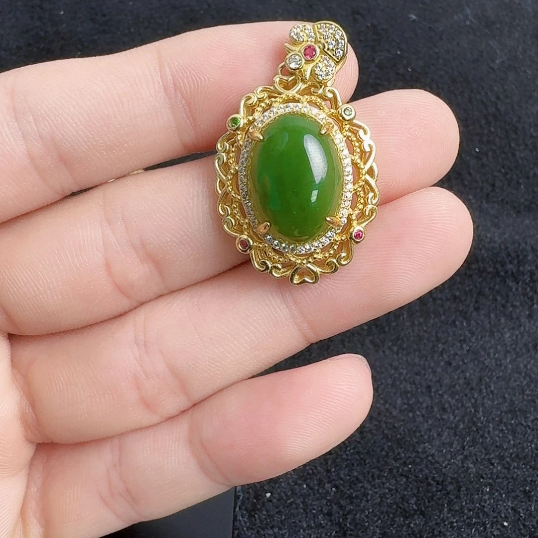 和田玉银S925镶嵌颈饰