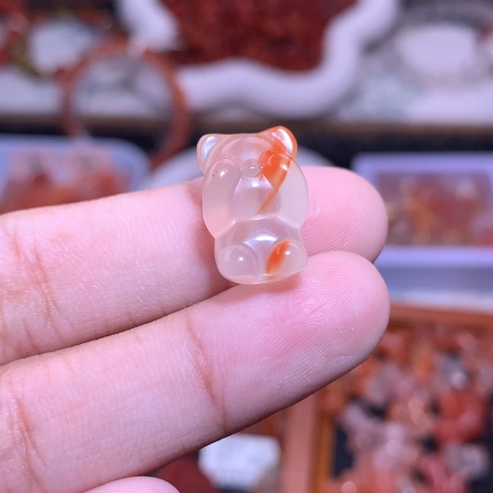 南红玛瑙未镶嵌珠宝半成品害羞熊