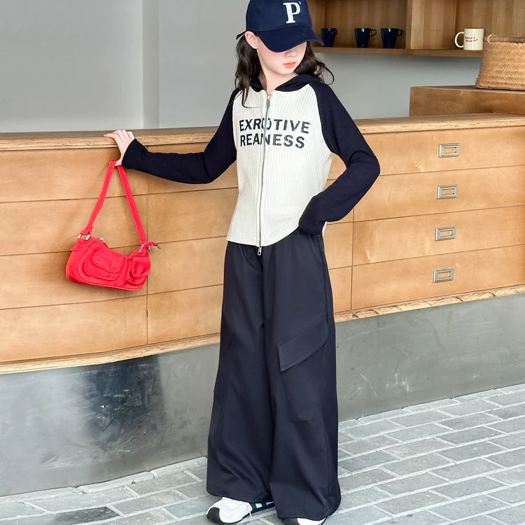 10-12-15岁初中女孩潮装女童秋季套装大童女装儿童帽衫两件套洋气