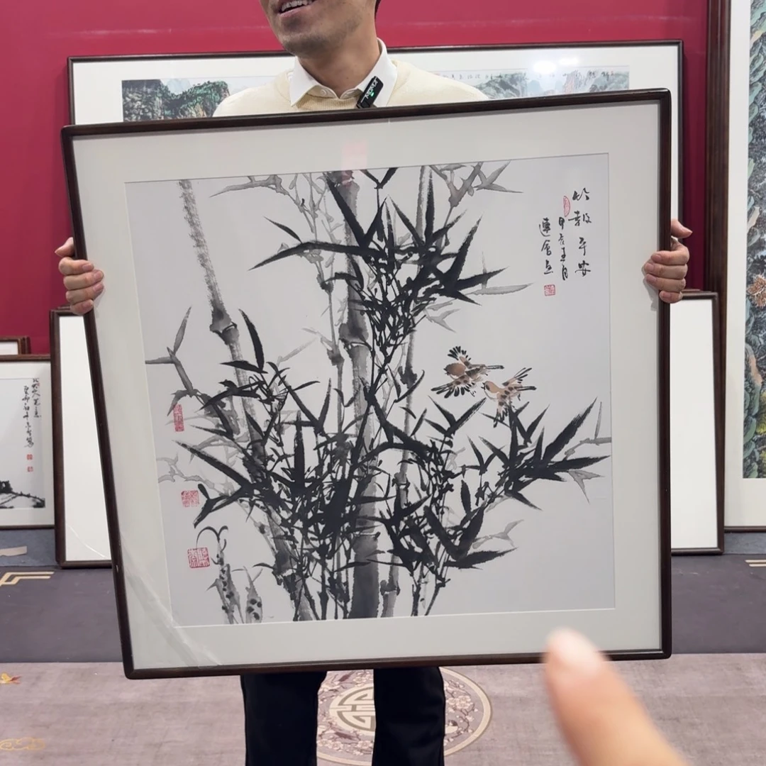 国画手绘作品带框80/80