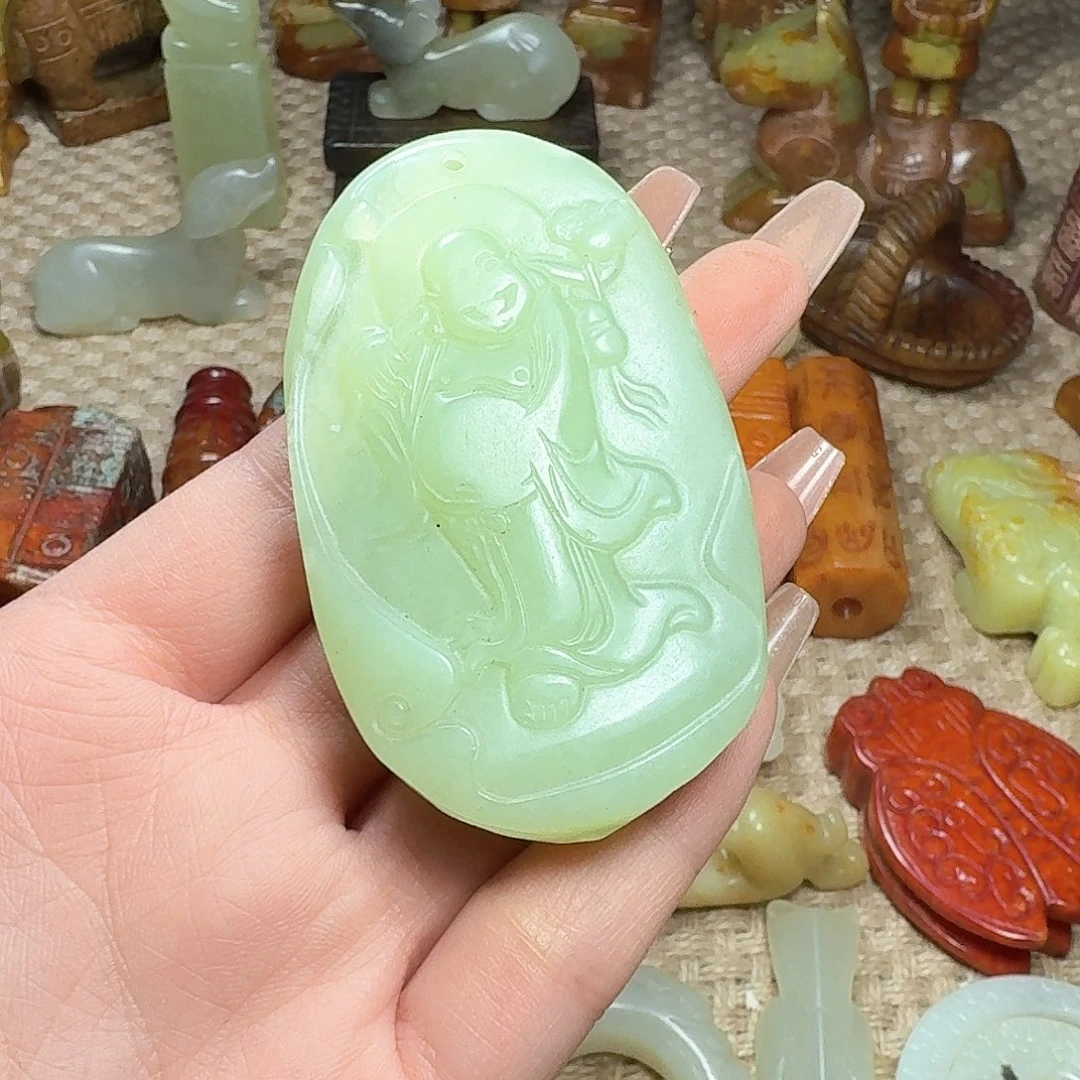 白玉菩提吊坠柿挂件