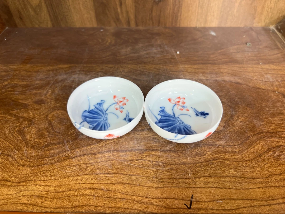 B344景德镇制陶瓷普洱杯一对