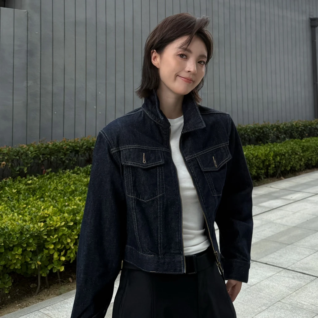 YU TONG 双口袋拉链牛仔外套