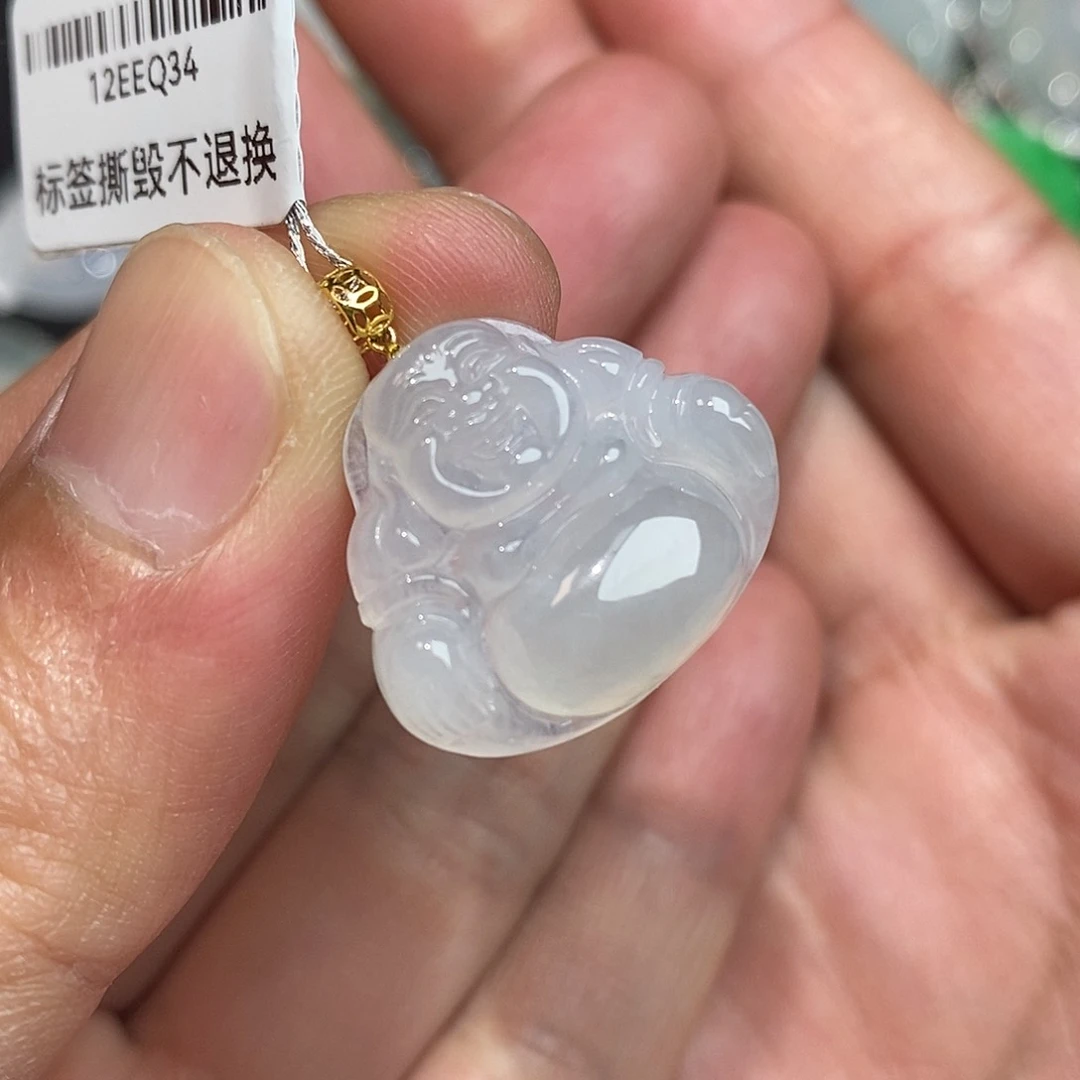 翡翠颈饰18K金镶嵌佛公