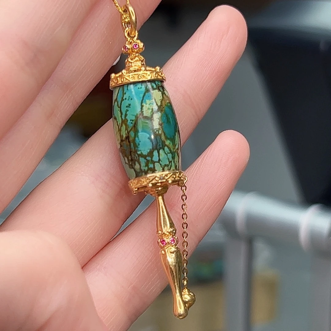 绿松石珠宝奇石18K金镶嵌