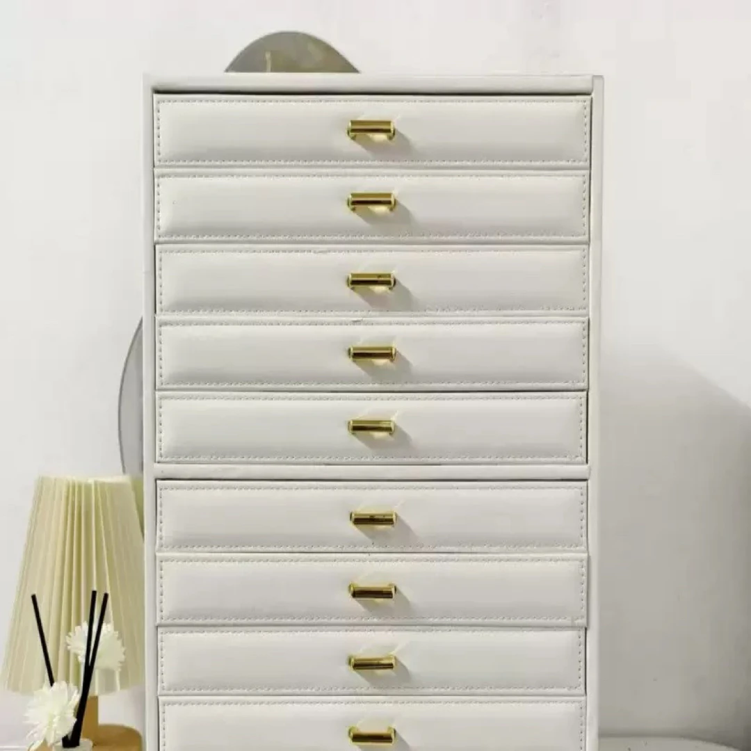 首饰盒/箱 【超大十层】特价十层皮质首饰盒多功能抽屉式超大容量