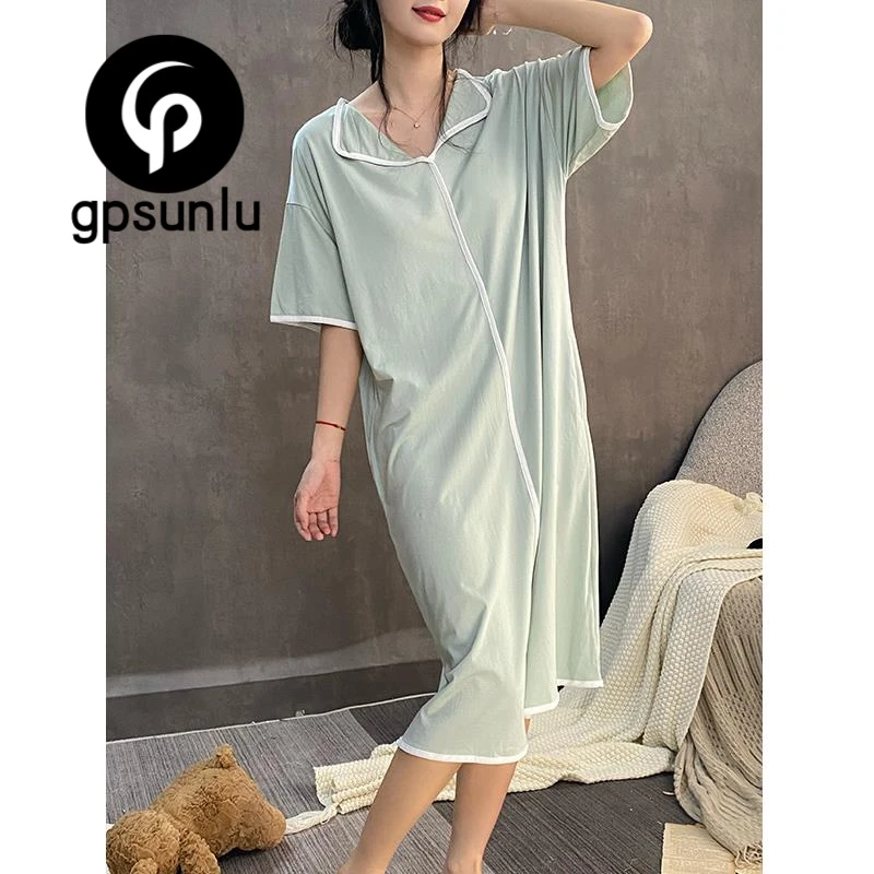 GPSUNLU【凉感】睡裙女夏季莫代尔薄款短袖孕妇睡衣防凸点家居服