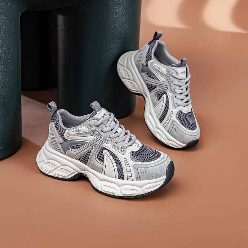 爆款透气松糕厚底增高防滑系带韩版ins潮流时尚明星同款老爹鞋女