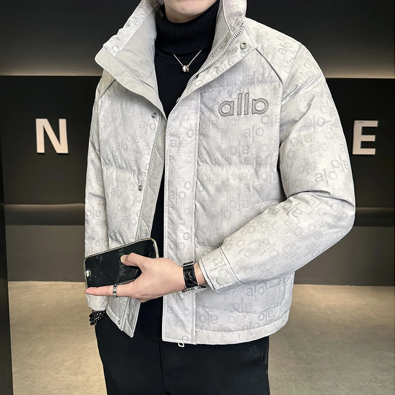 冬季新款痞帅立领羽绒服外套男款潮牌美式加厚保暖时尚扎染面包服