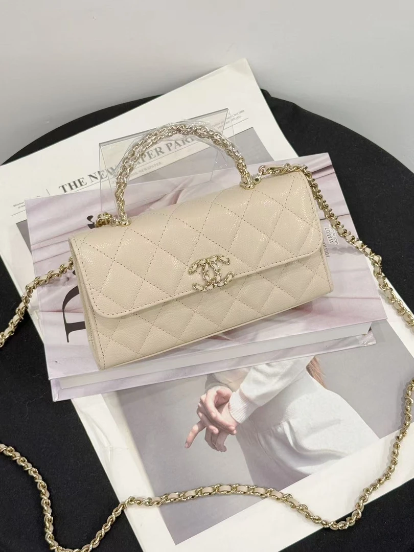 全新未使用 Chanel/香奈儿 25s Kelly大号米色 全套 送检