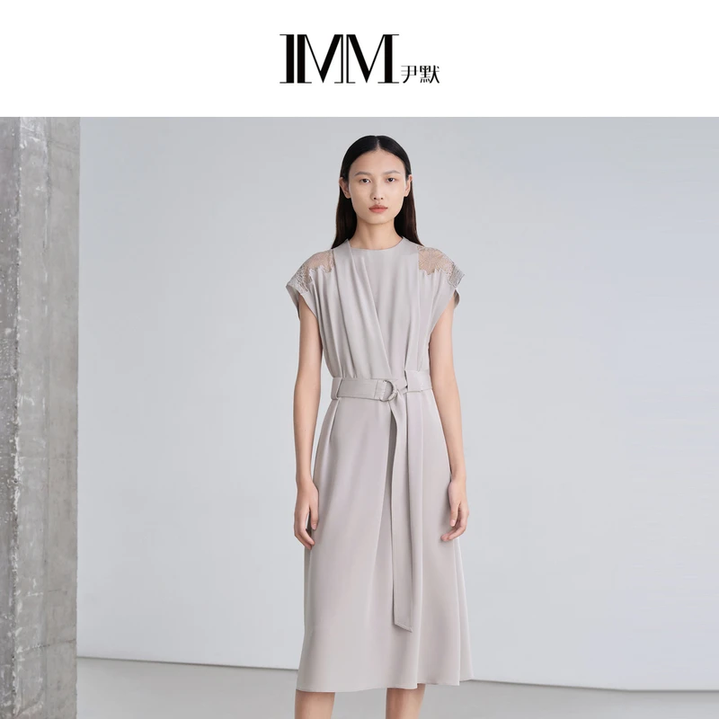 肩部新娘拼夏季蕾丝修身连衣裙收腰长款裙子商务