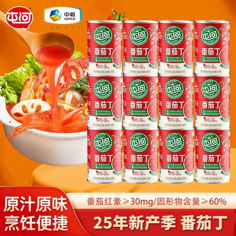 【25年8月新产季】中粮屯河番茄丁西红柿0添加剂调味料健康390g