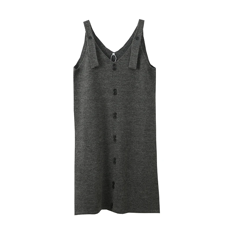 大码女装文艺风简约背带裙2024秋冬新款慵懒百搭遮肉毛织裙411808