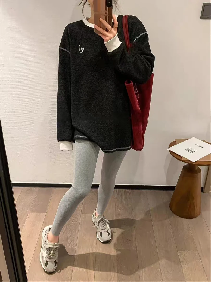 【小猫】冬款新款加绒加厚高领加厚百搭印花套头印花套头卫衣