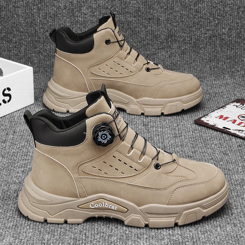 欧伦啄木鸟男鞋秋季新款户外雅丹风工装靴男士休闲防滑耐磨马丁靴