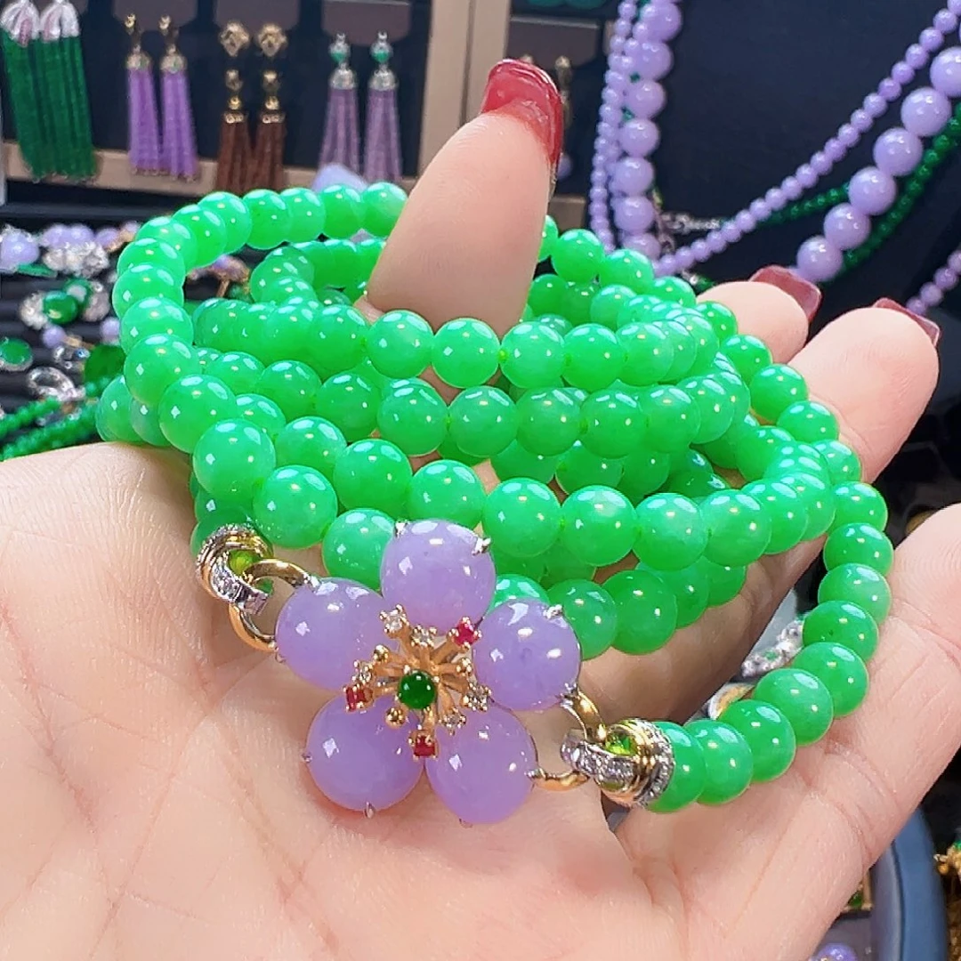 印***）翡翠18K金镶嵌颈饰签收后24小时鉴赏期