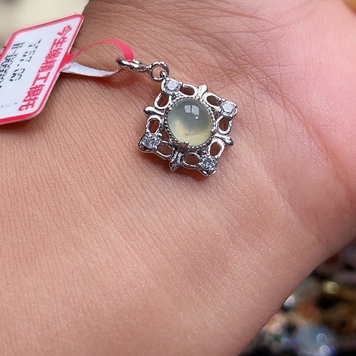 翡翠银S925镶嵌戒指缅甸天然A货翡翠吊坠