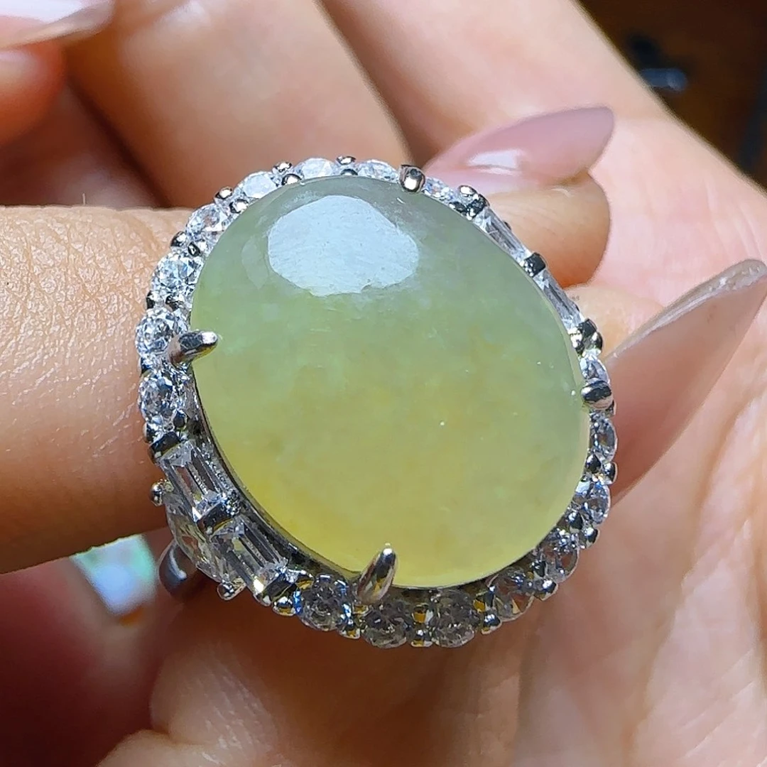 翡翠戒指银S925镶嵌翡翠的150