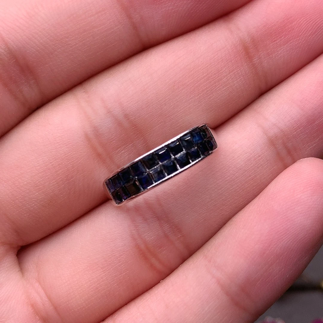 蓝宝石戒指银S925镶嵌