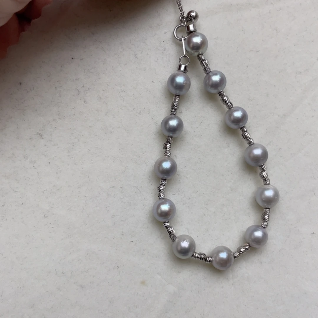 海水珍珠银S925镶嵌手绳