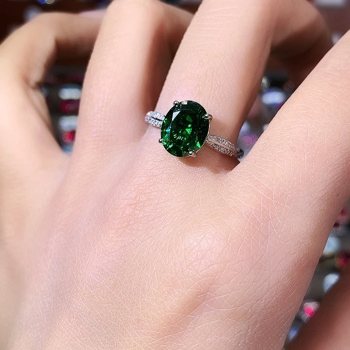 戒指银S925镶嵌碧玺白810