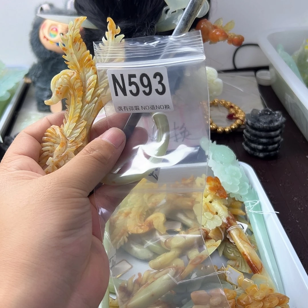 合金蛇纹石玉发饰娇