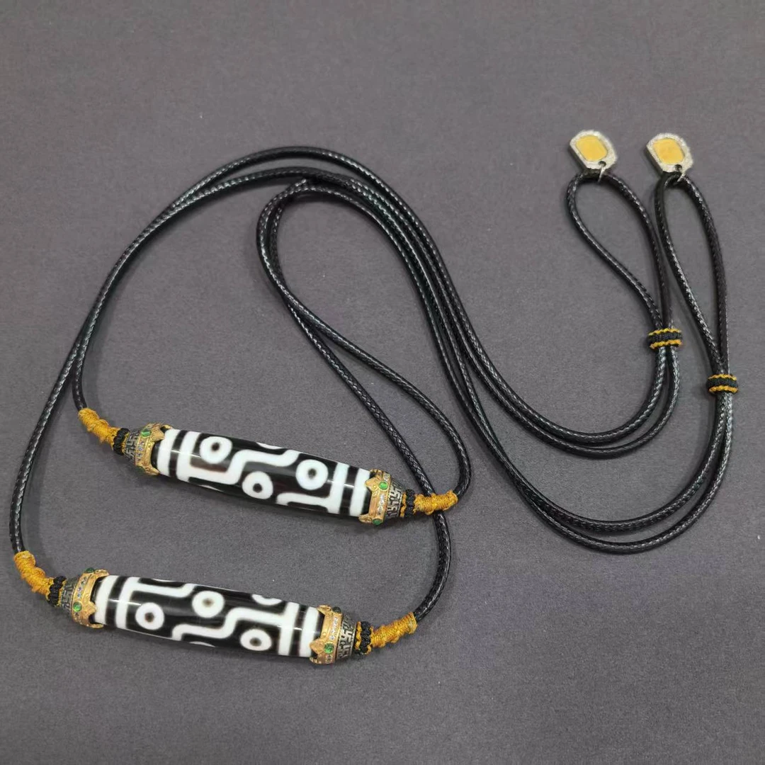 【曹掌柜精选】18 G66765-玛瑙diy脖挂（九眼）-多样性发其一-13*58mm