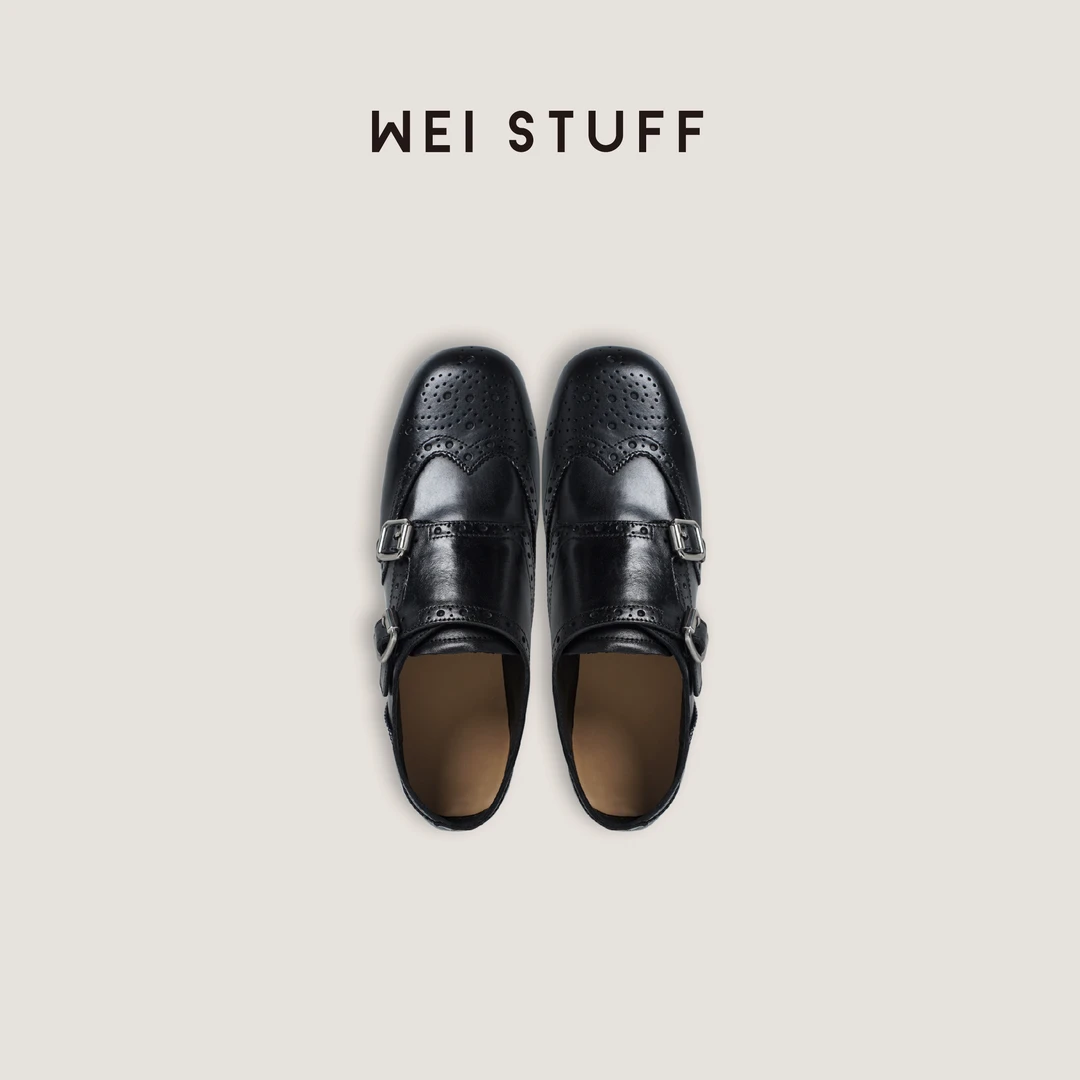 WEI STUFF 纯手工英伦经典百搭雕花牛皮布洛克孟克鞋 8520.