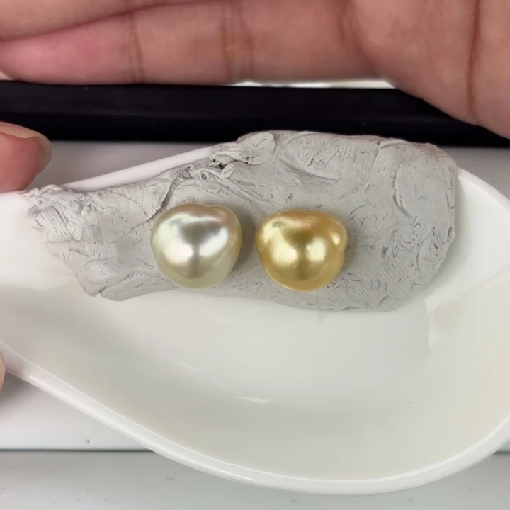定制海水珍珠未镶嵌裸珠10-11金珠裸珠2颗