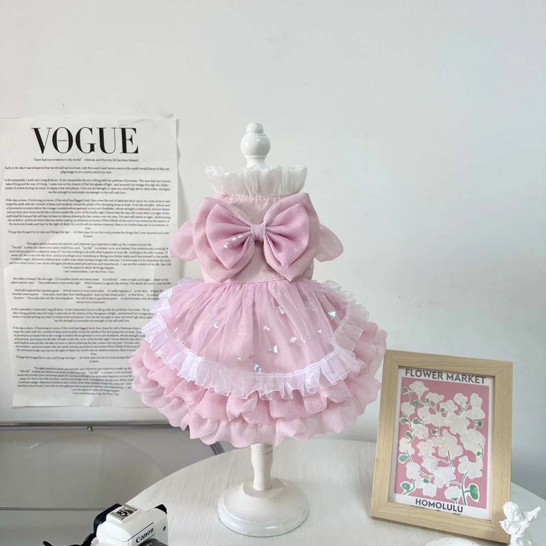 宠物猫咪狗狗衣服春夏薄款公主纱裙猫咪礼服比熊马尔济斯洛丽塔