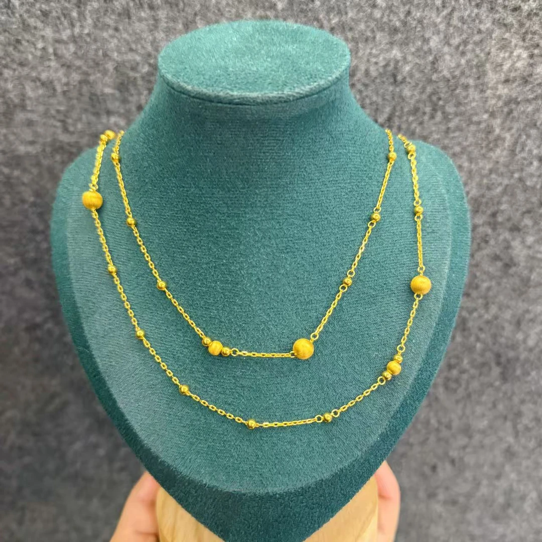 【小鹏黄金】足金999丝绒金球叠戴5G工艺项链11.63