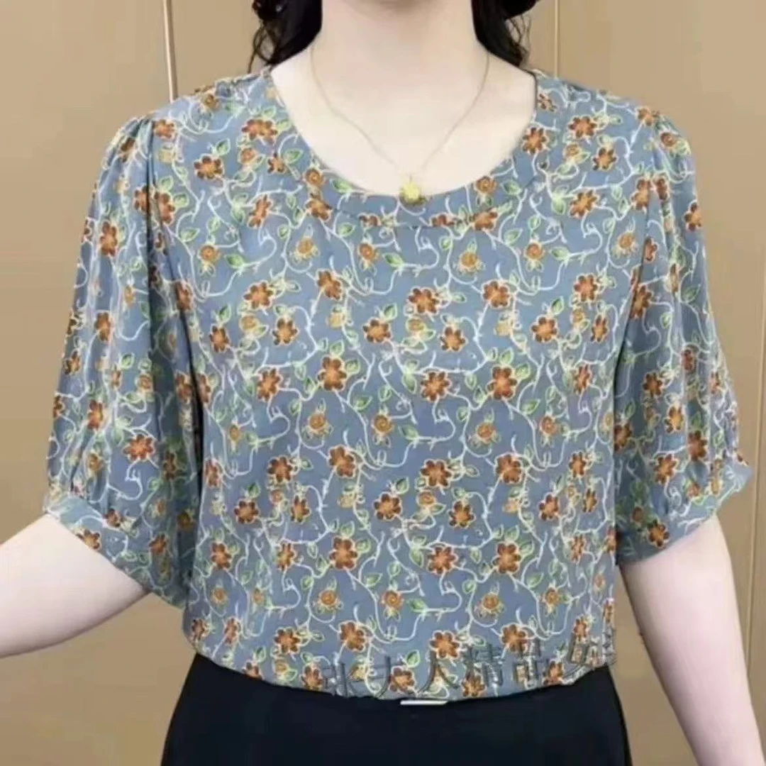 爆款百搭女士夏季薄款洋气小衫胖MM宽松时尚短袖t恤女印花打底衫