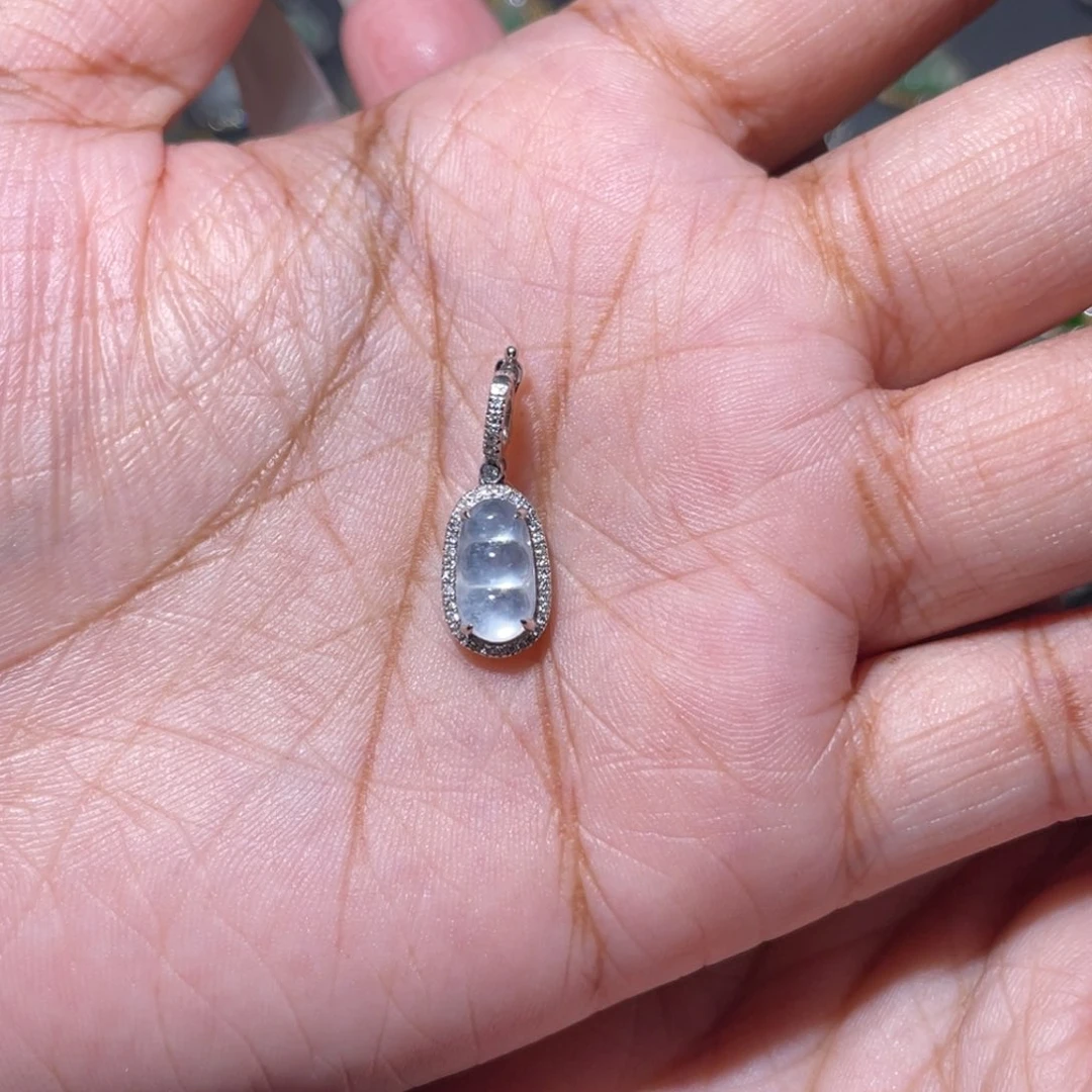 吊坠(不含链)18K金镶嵌翡翠*️**