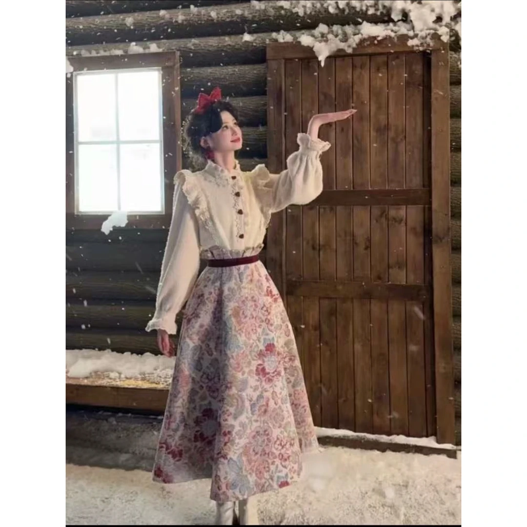 秋冬高级感今年流行漂亮减龄韩系穿搭小香风红色一整套装裙女6273