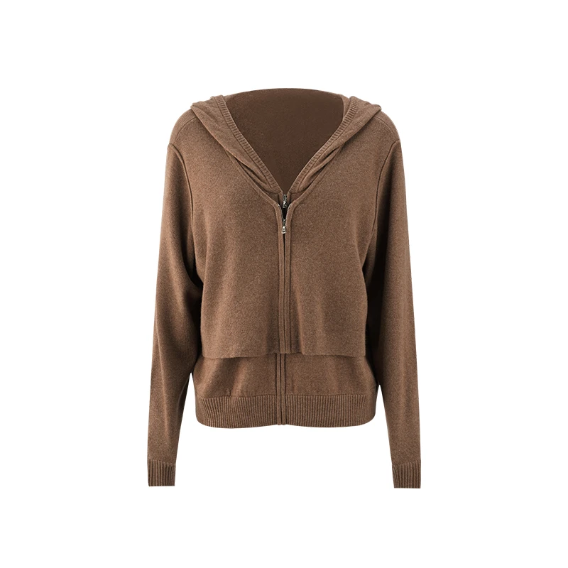 翎禾LINGHE-开衫款女休闲风长袖连帽毛针织衫毛衣休闲流苏