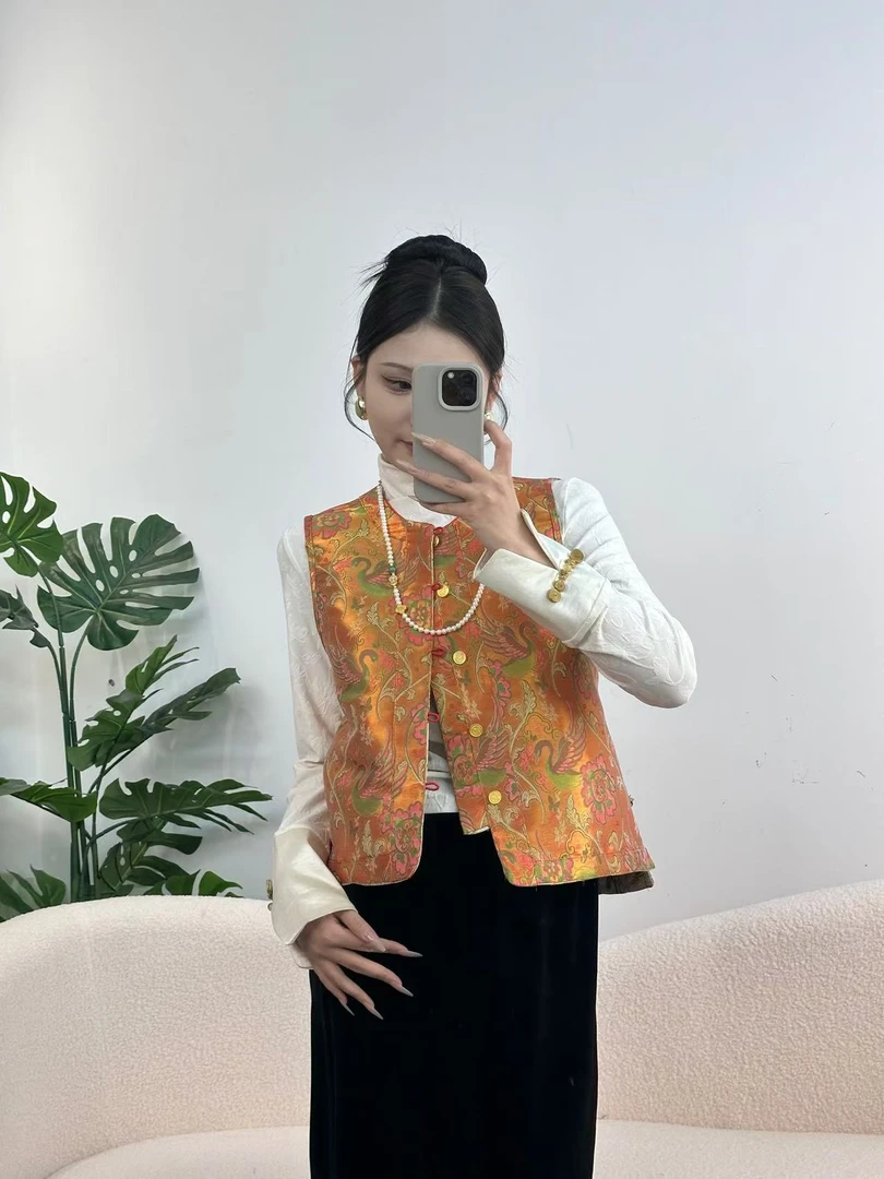 CHUNTIAN【天鹅湖】新中式宋锦拼接双面双穿马甲