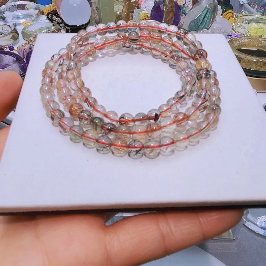 未镶嵌水晶颈饰天然发晶多圈全净体