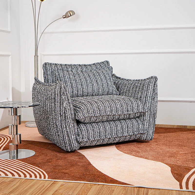 复古慵懒风瑟利亚沙发椅客厅设计师休闲懒人沙发椅法式旋转休闲椅